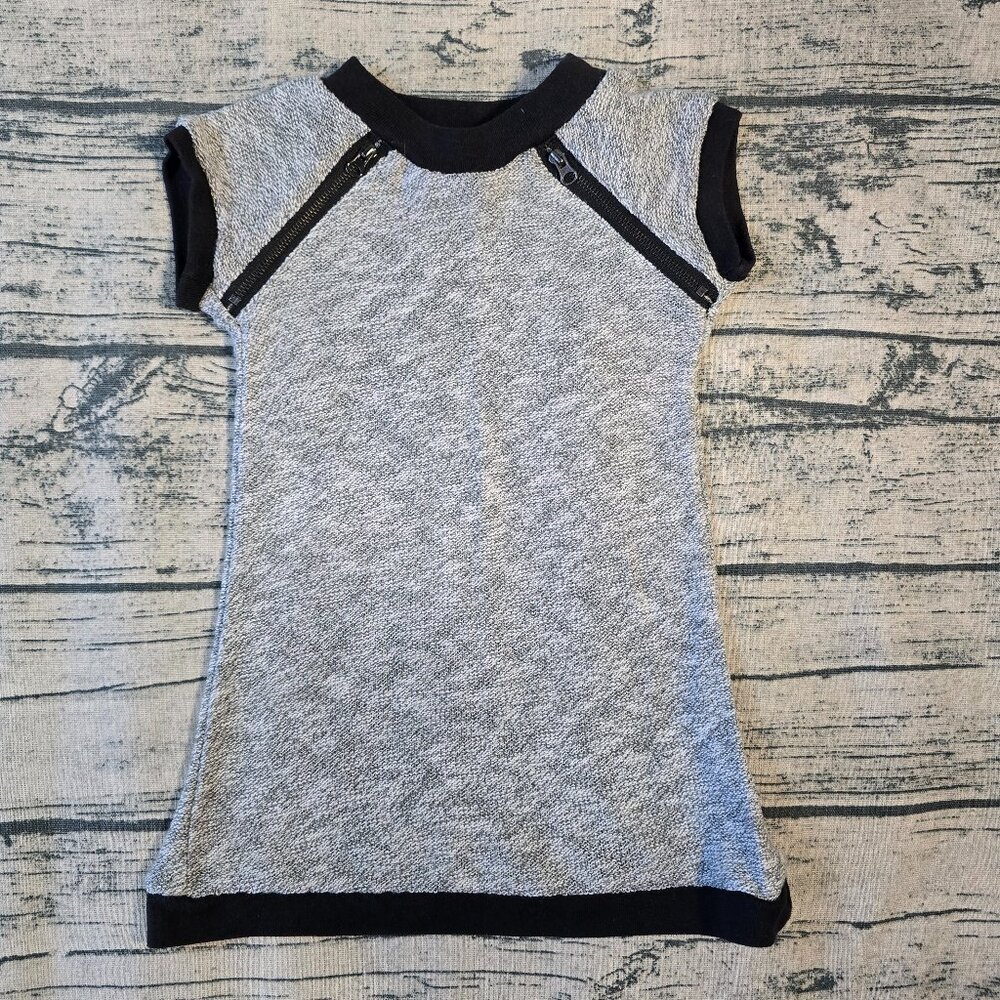 DKNY Girls 24 Months Heathered Gray Black Short Sleeve Sweater Dress